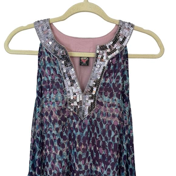 Free People Boho Halter Scarf Dress Grecian Sequins Neckline Flowy Lined Medium - Picture 5 of 10
